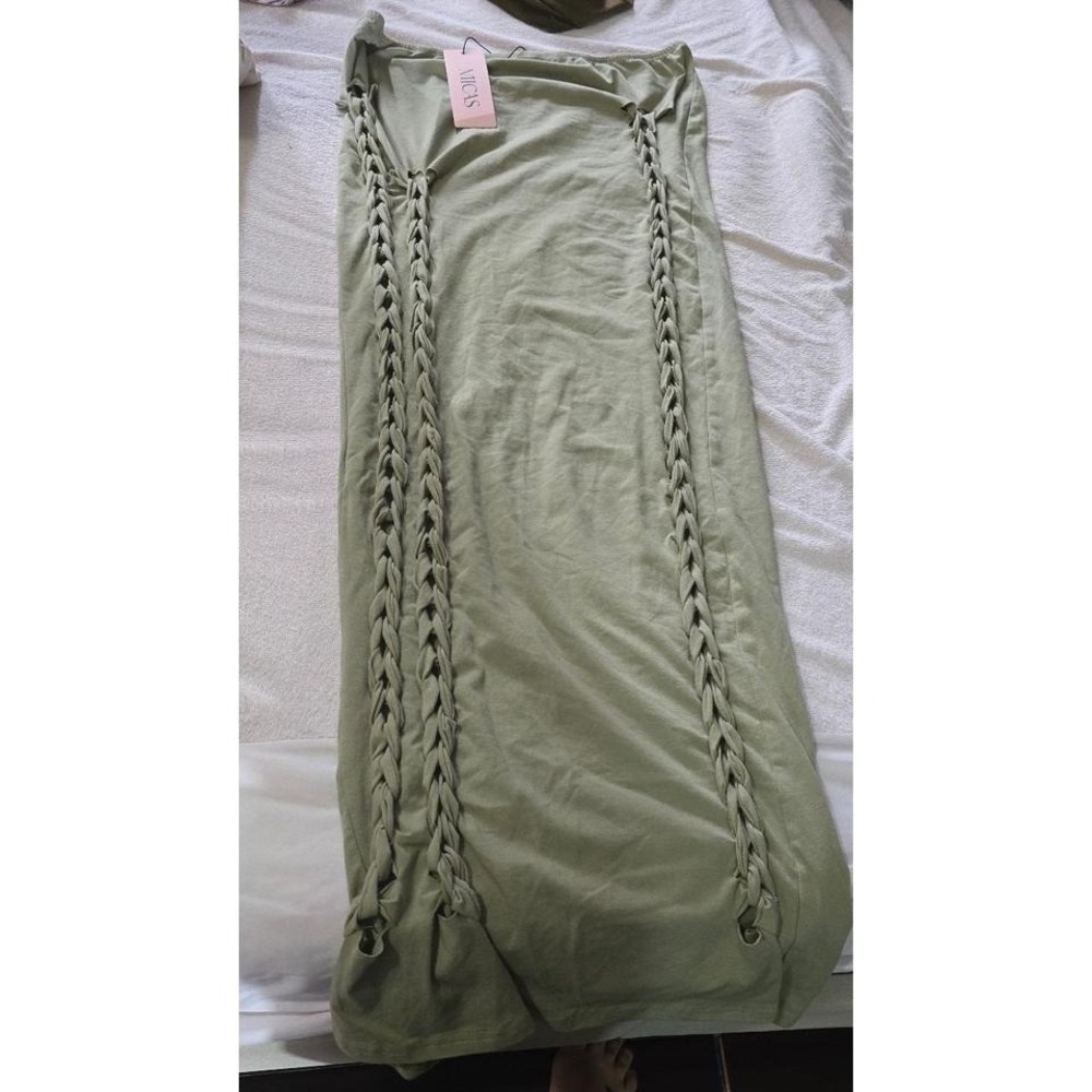 Micas Sage Green Cut-Out Braided Midi Skirt – Size XL – New with Tags